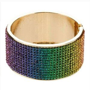 RAINBOW CRYSTAL CUFF HINGED BRACELET